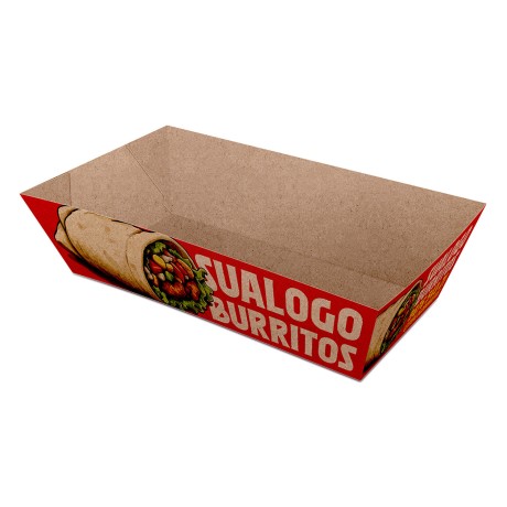 DELIVERY EMBALAGENS PARA DELIVERY PERSONALIZADAS KRAFT 250G BURRITO E TORTILHA PEQUENA Colorido frente - 25 un.