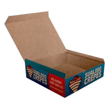 DELIVERY EMBALAGENS PARA DELIVERY PERSONALIZADAS KRAFT 250G CREPES LAMINAÇÃO INTERNA Colorido frente - 50 un.