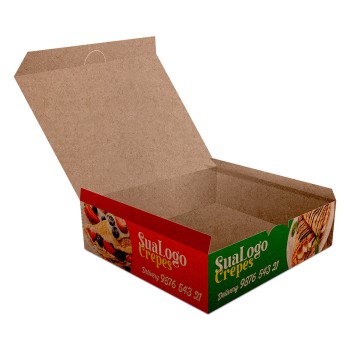 DELIVERY EMBALAGENS PARA DELIVERY PERSONALIZADAS KRAFT 250G CREPES LAMINAÇÃO INTERNA Colorido frente - 1000 un.