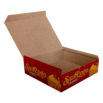 DELIVERY EMBALAGENS PARA DELIVERY PERSONALIZADAS KRAFT 250G CREPES LAMINAÇÃO INTERNA Colorido frente - 25 un.