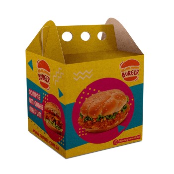 DELIVERY EMBALAGENS PARA DELIVERY PERSONALIZADAS KRAFT 250G HAMBURGUER MÉDIA Colorido frente - 250 un.