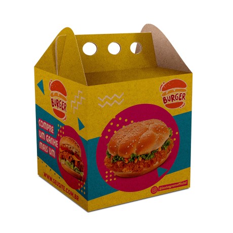 DELIVERY EMBALAGENS PARA DELIVERY PERSONALIZADAS KRAFT 250G HAMBURGUER MÉDIA Colorido frente - 250 un.
