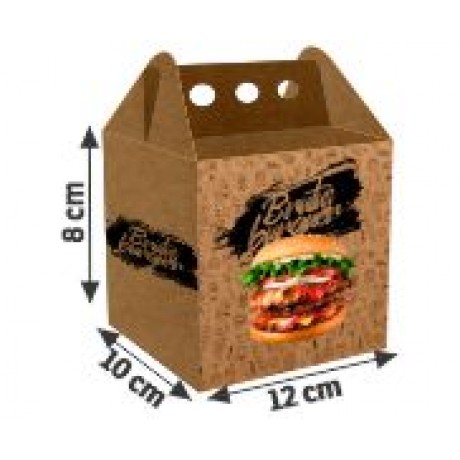 DELIVERY EMBALAGENS PARA DELIVERY PERSONALIZADAS KRAFT 250G HAMBURGUER MÉDIA Colorido frente - 25 un.