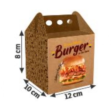 DELIVERY EMBALAGENS PARA DELIVERY PERSONALIZADAS KRAFT 250G HAMBURGUER MÉDIA Colorido frente - 50 un.