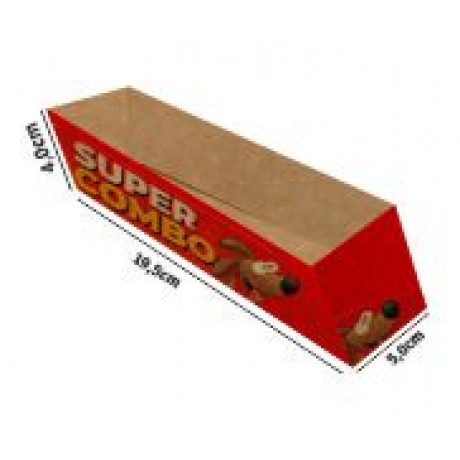 DELIVERY EMBALAGENS PARA DELIVERY PERSONALIZADAS KRAFT 250G HOT DOG E BAGUETE LAMINAÇÃO INTERNA Colorido frente - 1000 un.