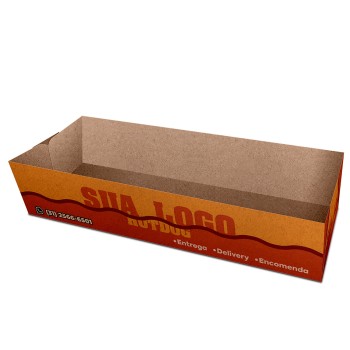 DELIVERY EMBALAGENS PARA DELIVERY PERSONALIZADAS KRAFT 250G HOT DOG E BAGUETE LAMINAÇÃO INTERNA Colorido frente - 1000 un.