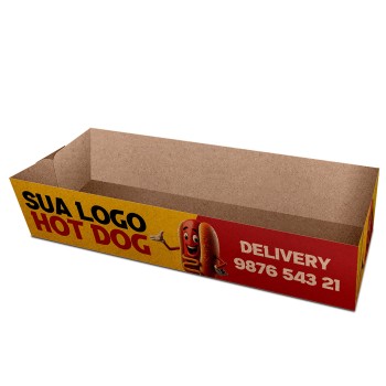 DELIVERY EMBALAGENS PARA DELIVERY PERSONALIZADAS KRAFT 250G HOT DOG E BAGUETE LAMINAÇÃO INTERNA Colorido frente - 50 un.
