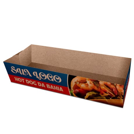 DELIVERY EMBALAGENS PARA DELIVERY PERSONALIZADAS KRAFT 250G HOT DOG E BAGUETE LAMINAÇÃO INTERNA Colorido frente - 250 un.