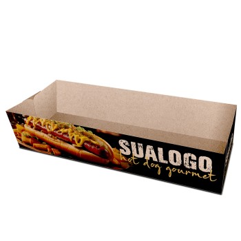 DELIVERY EMBALAGENS PARA DELIVERY PERSONALIZADAS KRAFT 250G HOT DOG E BAGUETE LAMINAÇÃO INTERNA Colorido frente - 25 un.