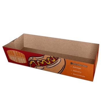 DELIVERY EMBALAGENS PARA DELIVERY PERSONALIZADAS KRAFT 250G HOT DOG E BAGUETE LAMINAÇÃO INTERNA Colorido frente - 500 un.