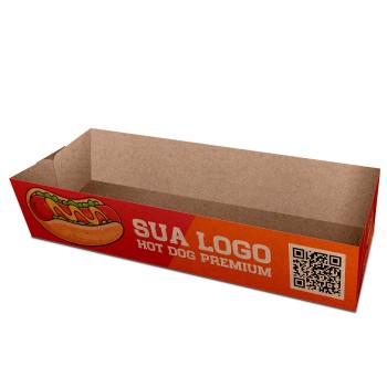 DELIVERY EMBALAGENS PARA DELIVERY PERSONALIZADAS KRAFT 250G HOT DOG E BAGUETE LAMINAÇÃO INTERNA Colorido frente - 100 un.