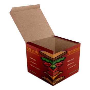 DELIVERY EMBALAGENS PARA DELIVERY PERSONALIZADAS KRAFT 250G LANCHES E SANDUICHES PEQUENA Colorido frente - 1000 un.
