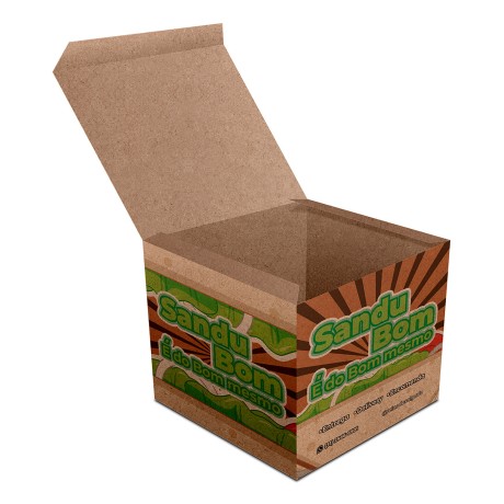 DELIVERY EMBALAGENS PARA DELIVERY PERSONALIZADAS KRAFT 250G LANCHES E SANDUICHES PEQUENA Colorido frente - 25 un.