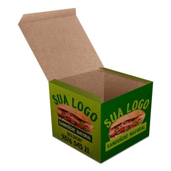 DELIVERY EMBALAGENS PARA DELIVERY PERSONALIZADAS KRAFT 250G LANCHES E SANDUICHES PEQUENA Colorido frente - 250 un.