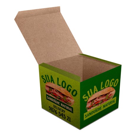 DELIVERY EMBALAGENS PARA DELIVERY PERSONALIZADAS KRAFT 250G LANCHES E SANDUICHES PEQUENA Colorido frente - 250 un.