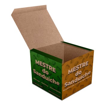 DELIVERY EMBALAGENS PARA DELIVERY PERSONALIZADAS KRAFT 250G LANCHES E SANDUICHES PEQUENA Colorido frente - 500 un.
