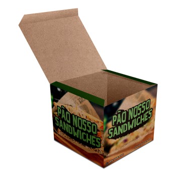 DELIVERY EMBALAGENS PARA DELIVERY PERSONALIZADAS KRAFT 250G LANCHES E SANDUICHES PEQUENA Colorido frente - 50 un.
