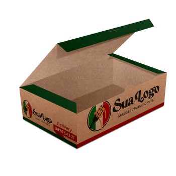 DELIVERY EMBALAGENS PARA DELIVERY PERSONALIZADAS KRAFT 250G MASSAS PEQUENA Colorido frente - 50 un.