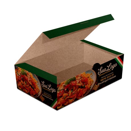 DELIVERY EMBALAGENS PARA DELIVERY PERSONALIZADAS KRAFT 250G MASSAS PEQUENA Colorido frente - 25 un.