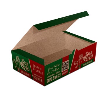 DELIVERY EMBALAGENS PARA DELIVERY PERSONALIZADAS KRAFT 250G MASSAS PEQUENA Colorido frente - 100 un.