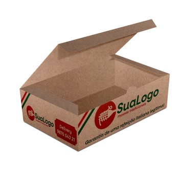 DELIVERY EMBALAGENS PARA DELIVERY PERSONALIZADAS KRAFT 250G MASSAS PEQUENA Colorido frente - 1000 un.