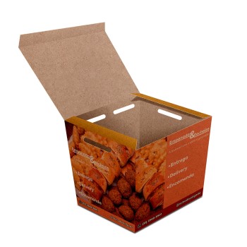 DELIVERY EMBALAGENS PARA DELIVERY PERSONALIZADAS KRAFT 250G SALGADOS PEQUENA Colorido frente - 1000 un.