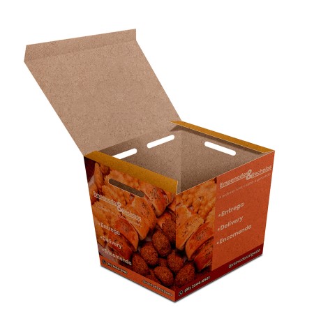 DELIVERY EMBALAGENS PARA DELIVERY PERSONALIZADAS KRAFT 250G SALGADOS PEQUENA Colorido frente - 1000 un.