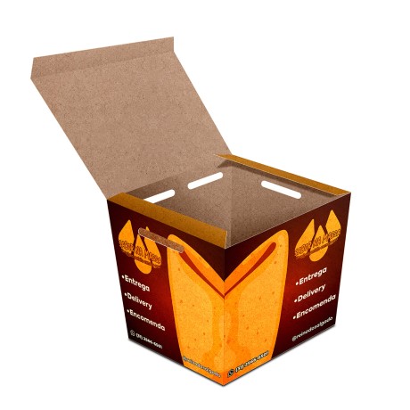 DELIVERY EMBALAGENS PARA DELIVERY PERSONALIZADAS KRAFT 250G SALGADOS PEQUENA Colorido frente - 500 un.