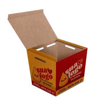 DELIVERY EMBALAGENS PARA DELIVERY PERSONALIZADAS KRAFT 250G SALGADOS PEQUENA Colorido frente - 25 un.