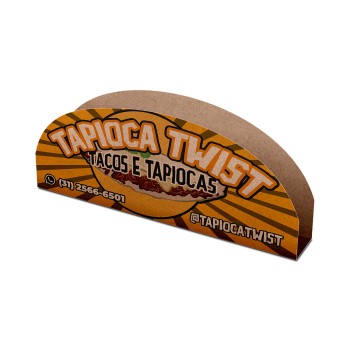 DELIVERY EMBALAGENS PARA DELIVERY PERSONALIZADAS KRAFT 250G TAPIOCA E TACO LAMINAÇÃO INTERNA Colorido frente - 25 un.