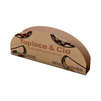 DELIVERY EMBALAGENS PARA DELIVERY PERSONALIZADAS KRAFT 250G TAPIOCA E TACO LAMINAÇÃO INTERNA Colorido frente - 1000 un.