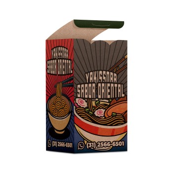 DELIVERY EMBALAGENS PARA DELIVERY PERSONALIZADAS KRAFT 250G YAKISSOBA E YAKIMESHI PEQUENA Colorido frente - 1000 un.