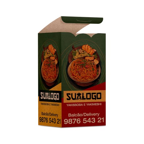 DELIVERY EMBALAGENS PARA DELIVERY PERSONALIZADAS KRAFT 250G YAKISSOBA E YAKIMESHI PEQUENA Colorido frente - 250 un.