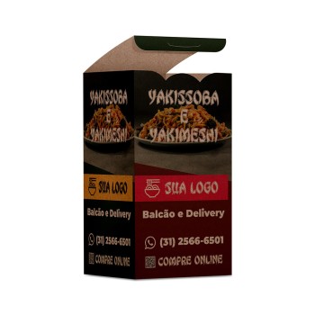 DELIVERY EMBALAGENS PARA DELIVERY PERSONALIZADAS KRAFT 250G YAKISSOBA E YAKIMESHI PEQUENA Colorido frente - 25 un.