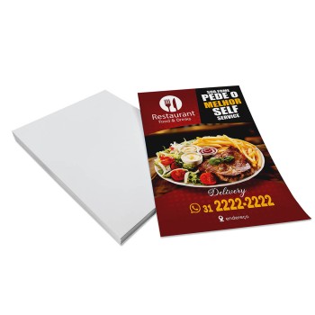 DELIVERY PANFLETOS, FLYERS E FOLHETOS COUCHÊ 90G SEM VERNIZ 280X400MM Colorido frente - 200 un.