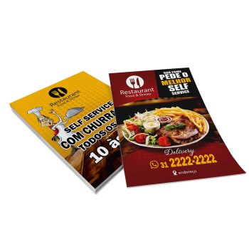 DELIVERY PANFLETOS, FLYERS E FOLHETOS COUCHÊ 90G SEM VERNIZ 280X400MM Colorido frente e verso - 200 un.