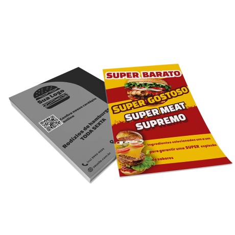 DELIVERY PANFLETOS, FLYERS E FOLHETOS COUCHÊ 90G SEM VERNIZ 300X420MM Colorido frente e preto e branco verso - 200 un.