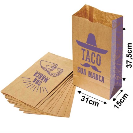 DELIVERY SACO KRAFT 1X0 TAMANHO G 310X375MM Preto e branco frente - 3000 un.