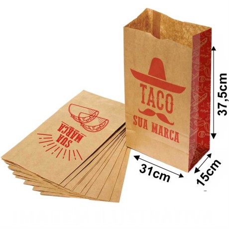 DELIVERY SACO KRAFT 1X0 TAMANHO G 310X375MM Preto e branco frente - 20000 un.