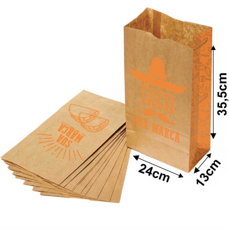 DELIVERY SACO KRAFT 1X0 TAMANHO M 240X355MM Preto e branco frente - 5000 un.