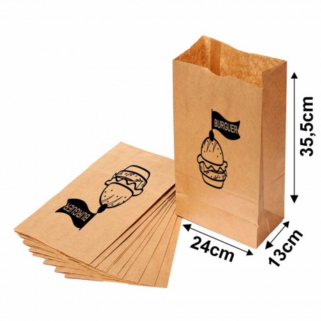 DELIVERY SACO KRAFT PERSONALIZADO 1X0 TAMANHO M 240X355MM Preto e branco frente - 1000 un.