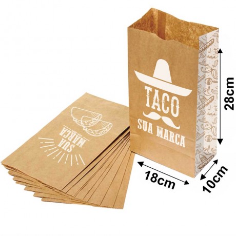 DELIVERY SACO KRAFT PERSONALIZADO 1X0 TAMANHO P 180X280MM Preto e branco frente - 3000 un.