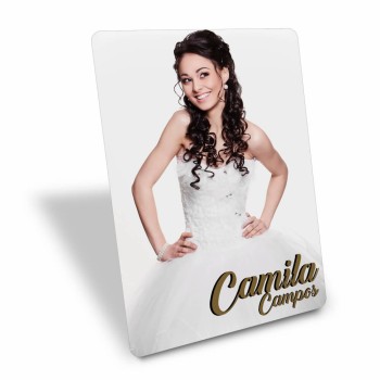 DISPLAYS DISPLAY DE MESA PARA FESTA FOTO COM SUPORTE PVC 0,50MM PREMIUM BRANCO 100X140MM Colorido frente - 9 un.
