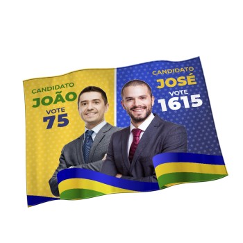 ELEIÇÕES 2024 BANDEIRAS CACHARREL COSTURA LINHA BRANCA OVERLOCK 900X700MM Colorido frente - 1 un.