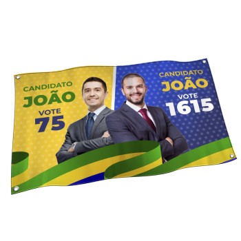 ELEIÇÕES 2024 BANDEIRAS CACHARREL COSTURA LINHA BRANCA OVERLOCK COM ILHÓS 700X450MM Colorido frente - 1 un.