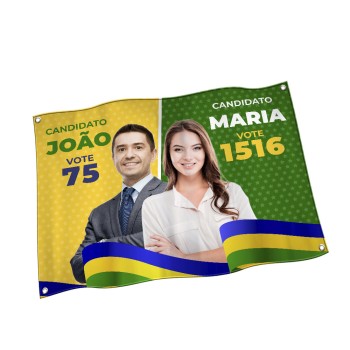 ELEIÇÕES 2024 BANDEIRAS CACHARREL COSTURA LINHA BRANCA OVERLOCK COM ILHÓS 900X700MM Colorido frente - 1 un.