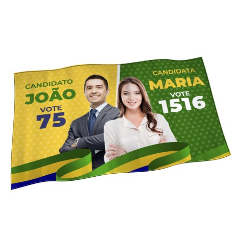 ELEIÇÕES 2024 BANDEIRAS TECIDO OXFORD COSTURA LINHA BRANCA OVERLOCK 700X450MM Colorido frente - 1 un.