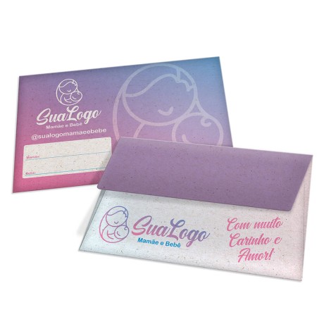 ENVELOPES PERSONALIZADOS RECICLATO 90G MINI 122X77MM Colorido frente - 500 un.
