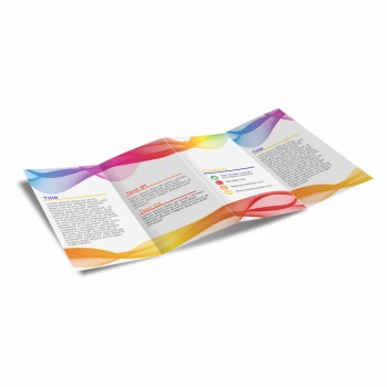 FOLDERS E MALA DIRETA APERGAMINHADO 150G SEM VERNIZ 300X210MM 3 DOBRAS Colorido frente e verso - 5000 un.