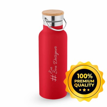 GARRAFAS E SQUEEZES PERSONALIZADO SQUEEZE DE AÇO INOX MODELO RAGNAR COM PAREDE DUPLA 570ML VERMELHA Preto e branco frente - 1 un.